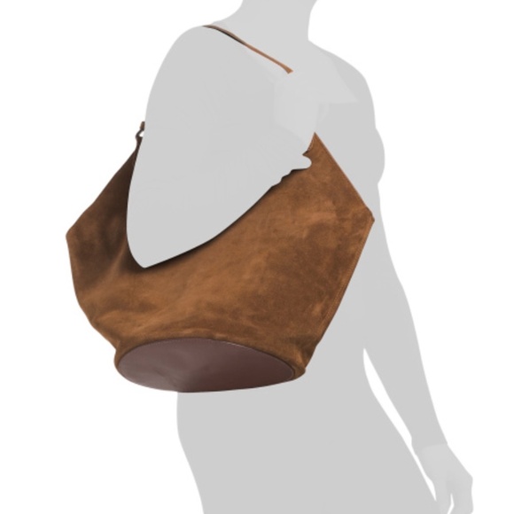 NWT VIOLA CASTELLANI Made In Italy Chocolate Suede Oval Bottom Hobo - Picture 2 of 13